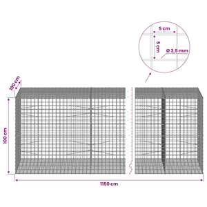 Γκαμπιόν με Σύρμα 3,5 mm και Πλέγμα 5x5 cm 1150x100x100 εκ. - Pakobazaar