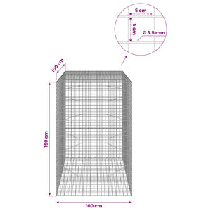 Γκαμπιόν με Σύρμα 3,5 mm και Πλέγμα 5x5 cm 100x100x150 εκ