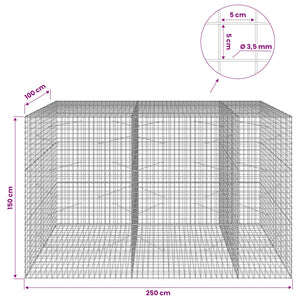 Γκαμπιόν με Σύρμα 3,5 mm και Πλέγμα 5x5 cm 250x100x150 εκ. - Pakobazaar