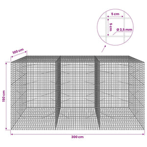 Γκαμπιόν με Σύρμα 3,5 mm και Πλέγμα 5x5 cm 300x100x150 εκ - Pakobazaar