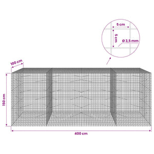 Γκαμπιόν με Σύρμα 3,5 mm και Πλέγμα 5x5 cm 400x100x150 εκ. - Pakobazaar