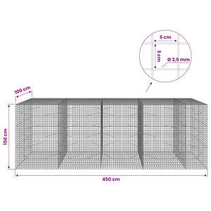 Γκαμπιόν με Σύρμα 3,5 mm και Πλέγμα 5x5 cm 450x100x150 εκ. - Pakobazaar