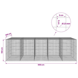 Γκαμπιόν με Σύρμα 3,5 mm και Πλέγμα 5x5 cm 500x100x150 εκ. - Pakobazaar