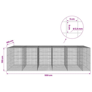 Γκαμπιόν με Σύρμα 3,5 mm και Πλέγμα 5x5 cm 550x100x150 εκ.