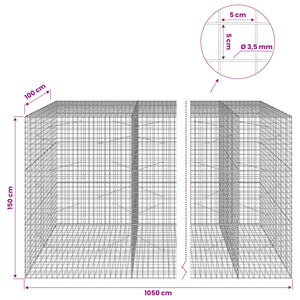 Γκαμπιόν με Σύρμα 3,5 mm και Πλέγμα 5x5 cm 1050x100x150 εκ