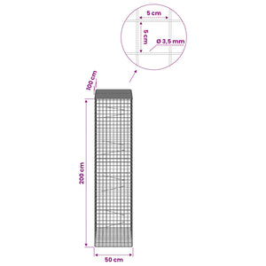 Γκαμπιόν με Σύρμα 3,5 mm και Πλέγμα 5x5 cm 50x100x200 εκ
