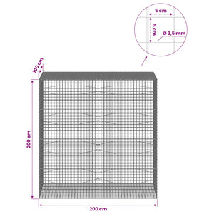 Γκαμπιόν με Σύρμα 3,5 mm και Πλέγμα 5x5 cm 200x100x200 εκ - Pakobazaar