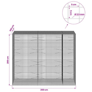 Γκαμπιόν με Σύρμα 3,5 mm και Πλέγμα 5x5 cm 250x100x200 εκ.