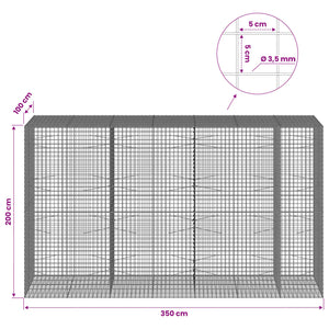 Γκαμπιόν με Σύρμα 3,5 mm και Πλέγμα 5x5 cm 350x100x200 εκ. - Pakobazaar
