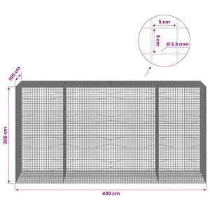 Γκαμπιόν με Σύρμα 3,5 mm και Πλέγμα 5x5 cm 400x100x200 εκ - Pakobazaar