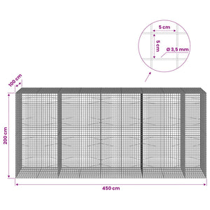 Γκαμπιόν με Σύρμα 3,5 mm και Πλέγμα 5x5 cm 450x100x200 εκ