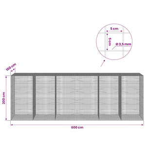 Γκαμπιόν με Σύρμα 3,5 mm και Πλέγμα 5x5 cm 600x100x200 εκ