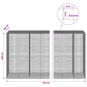Γκαμπιόν με Σύρμα 3,5 mm και Πλέγμα 5x5 cm 750x100x200 εκ. - Pakobazaar