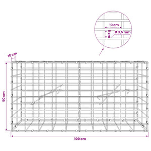 Γκαμπιόν με σύρμα 3,5 mm και πλέγμα 5x10 cm 100x10x50 εκ - Pakobazaar