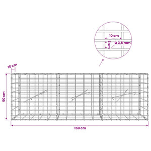 Γκαμπιόν με σύρμα 3,5 mm και πλέγμα 5x10 cm 150x10x50 εκ - Pakobazaar