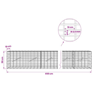 Γκαμπιόν με σύρμα 3,5 mm και πλέγμα 5x10 cm 650x10x50 εκ