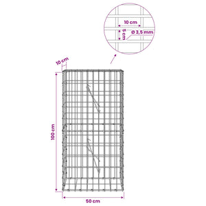 Γκαμπιόν με σύρμα 3,5 mm και πλέγμα 5x10 cm 50x10x100 εκ - Pakobazaar