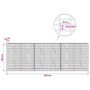 Γκαμπιόν με σύρμα 3,5 mm και πλέγμα 5x10 cm 300x10x100 εκ - Pakobazaar