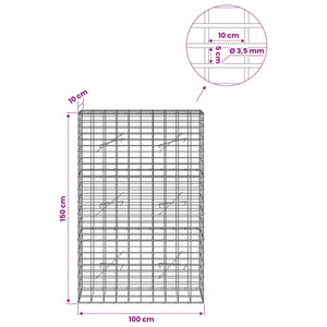 Γκαμπιόν με σύρμα 3,5 mm και πλέγμα 5x10 cm 100x10x150 εκ - Pakobazaar