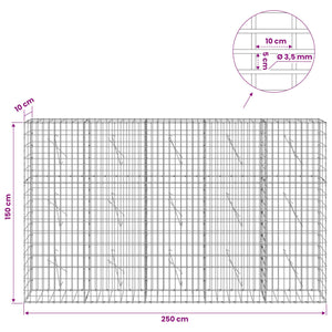 Γκαμπιόν με σύρμα 3,5 mm και πλέγμα 5x10 cm 250x10x150 εκ