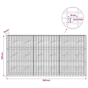 Γκαμπιόν με σύρμα 3,5 mm και πλέγμα 5x10 cm 300x10x150 εκ - Pakobazaar