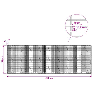 Γκαμπιόν με σύρμα 3,5 mm και πλέγμα 5x10 cm 450x10x150 εκ
