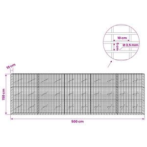 Γκαμπιόν με σύρμα 3,5 mm και πλέγμα 5x10 cm 500x10x150 εκ