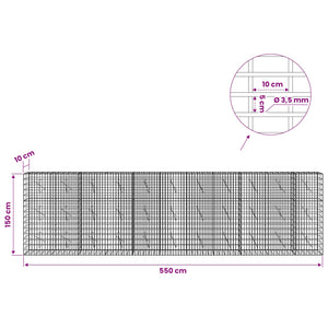 Γκαμπιόν με σύρμα 3,5 mm και πλέγμα 5x10 cm 550x10x150 εκ - Pakobazaar