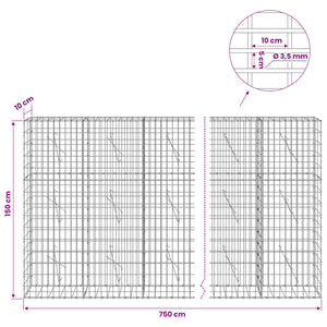 Γκαμπιόν με σύρμα 3,5 mm και πλέγμα 5x10 cm 750x10x150 εκ