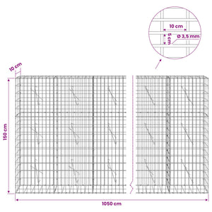 Γκαμπιόν με σύρμα 3,5 mm και πλέγμα 5x10 cm 1050x10x150 εκ - Pakobazaar