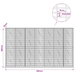 Γκαμπιόν με σύρμα 3,5 mm και πλέγμα 5x10 cm 350x10x200 εκ.