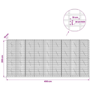 Γκαμπιόν με σύρμα 3,5 mm και πλέγμα 5x10 cm 450x10x200 εκ