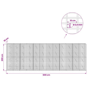 Γκαμπιόν με σύρμα 3,5 mm και πλέγμα 5x10 cm 600x10x200 εκ - Pakobazaar