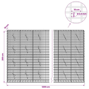 Γκαμπιόν με σύρμα 3,5 mm και πλέγμα 5x10 cm 1200x10x200 εκ - Pakobazaar