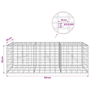 Γκαμπιόν με σύρμα 3,5 mm και πλέγμα 5x10 cm 150x20x50 εκ - Pakobazaar