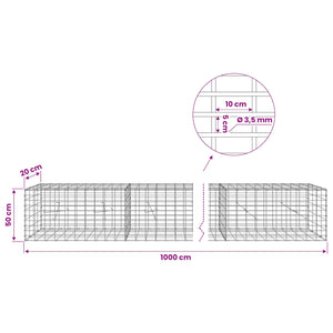 Γκαμπιόν με σύρμα 3,5 mm και πλέγμα 5x10 cm 1000x20x50 εκ