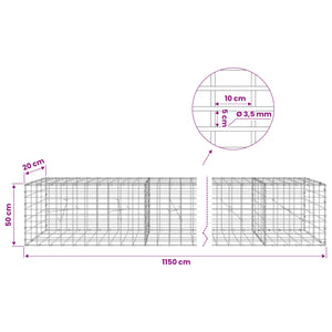 Γκαμπιόν με σύρμα 3,5 mm και πλέγμα 5x10 cm 1150x20x50 εκ