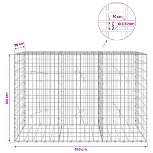 Γκαμπιόν με σύρμα 3,5 mm και πλέγμα 5x10 cm 150x20x100 εκ - Pakobazaar