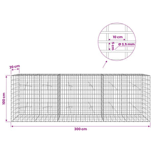 Γκαμπιόν με σύρμα 3,5 mm και πλέγμα 5x10 cm 300x20x100 εκ - Pakobazaar