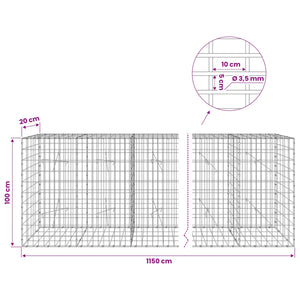Γκαμπιόν με σύρμα 3,5 mm και πλέγμα 5x10 cm 1150x20x100 εκ