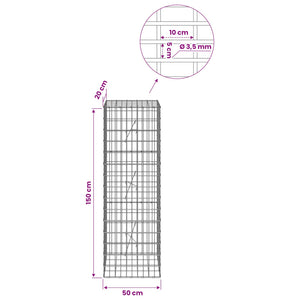 Γκαμπιόν με σύρμα 3,5 mm και πλέγμα 5x10 cm 50x20x150 εκ. - Pakobazaar