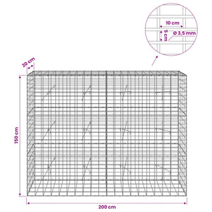 Γκαμπιόν με σύρμα 3,5 mm και πλέγμα 5x10 cm 200x20x150 εκ - Pakobazaar