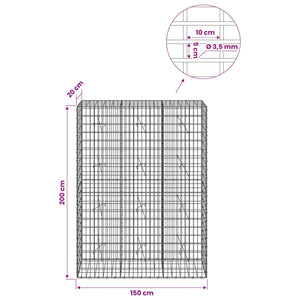 Γκαμπιόν με σύρμα 3,5 mm και πλέγμα 5x10 cm 150x20x200 εκ