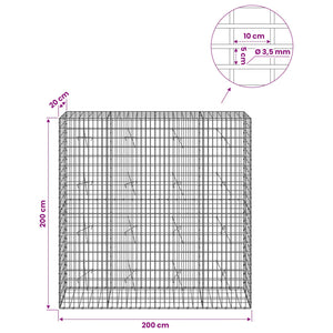 Γκαμπιόν με σύρμα 3,5 mm και πλέγμα 5x10 cm 200x20x200 εκ - Pakobazaar