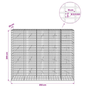Γκαμπιόν με σύρμα 3,5 mm και πλέγμα 5x10 cm 250x20x200 εκ.