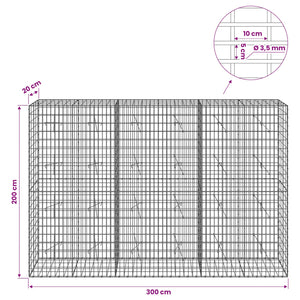 Γκαμπιόν με σύρμα 3,5 mm και πλέγμα 5x10 cm 300x20x200 εκ - Pakobazaar