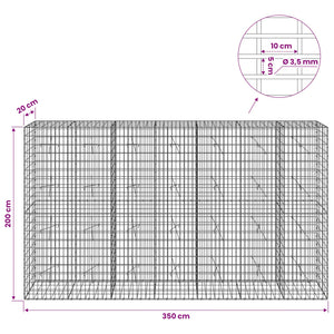 Γκαμπιόν με σύρμα 3,5 mm και πλέγμα 5x10 cm 350x20x200 εκ.