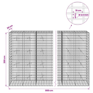 Γκαμπιόν με σύρμα 3,5 mm και πλέγμα 5x10 cm 800x20x200 εκ.