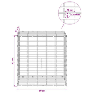 Γκαμπιόν με σύρμα 3,5 mm και πλέγμα 5x10 cm 50x30x50 εκ.
