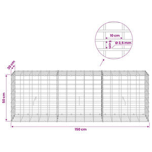 Γκαμπιόν με σύρμα 3,5 mm και πλέγμα 5x10 cm 150x30x50 εκ